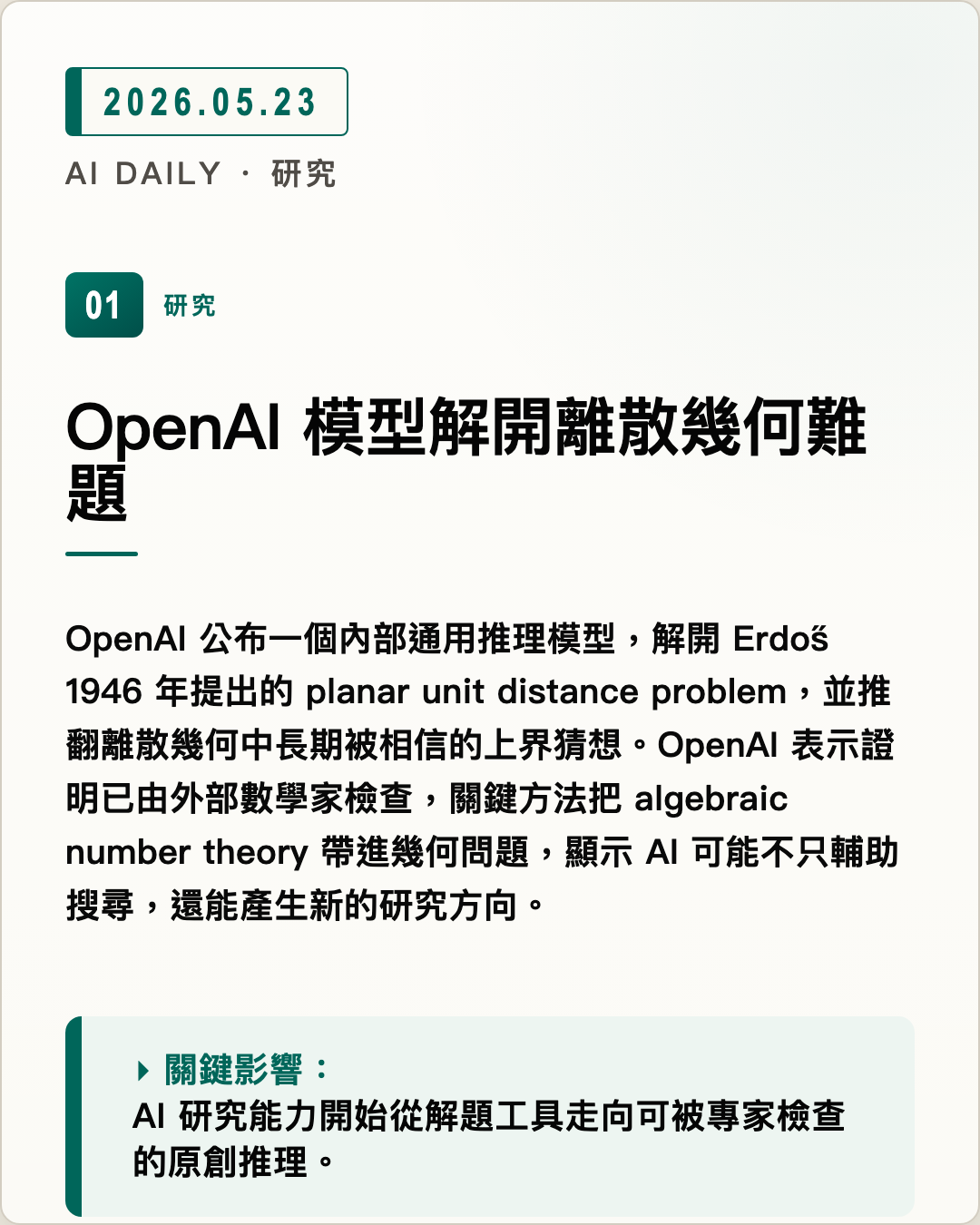 OpenAI 模型解開離散幾何難題 圖片摘要