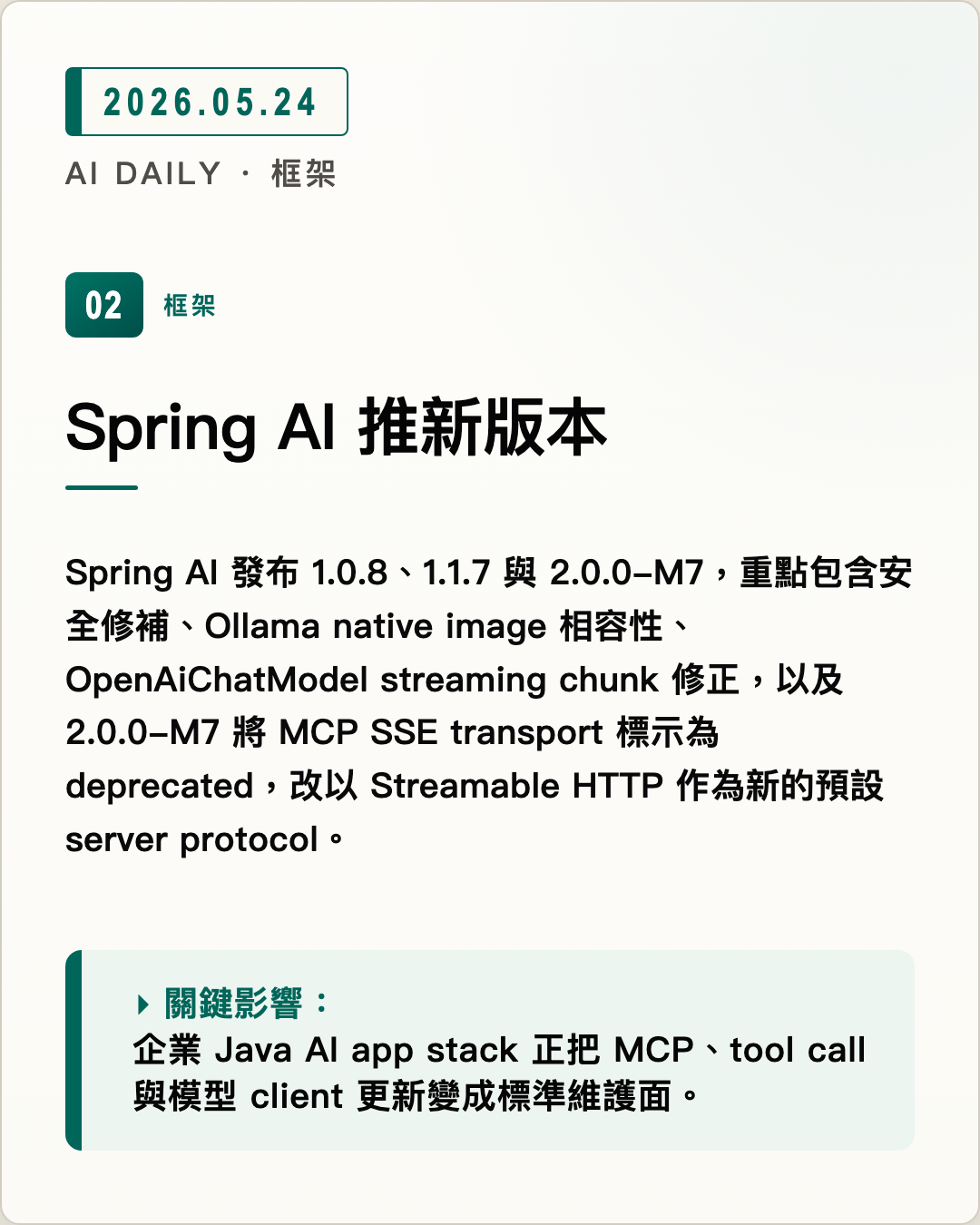 Spring AI 推新版本 圖片摘要
